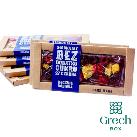 Czarna czekolada bez dodatku cukru – wiśnia, mandarynka