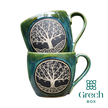 Kubek ceramiczny handmade z motywem drzewa