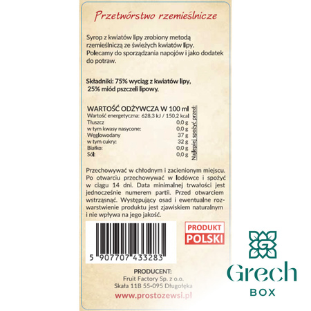 Syrop z kwiatów lipy z miodem